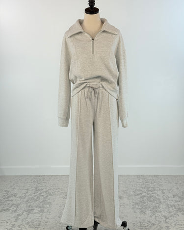 Flag and Anthem Super Soft Plush 1/4 Zip Sweatshirt in Light Grey-142 Sweatshirts & Hoodies-Little Bird Boutique