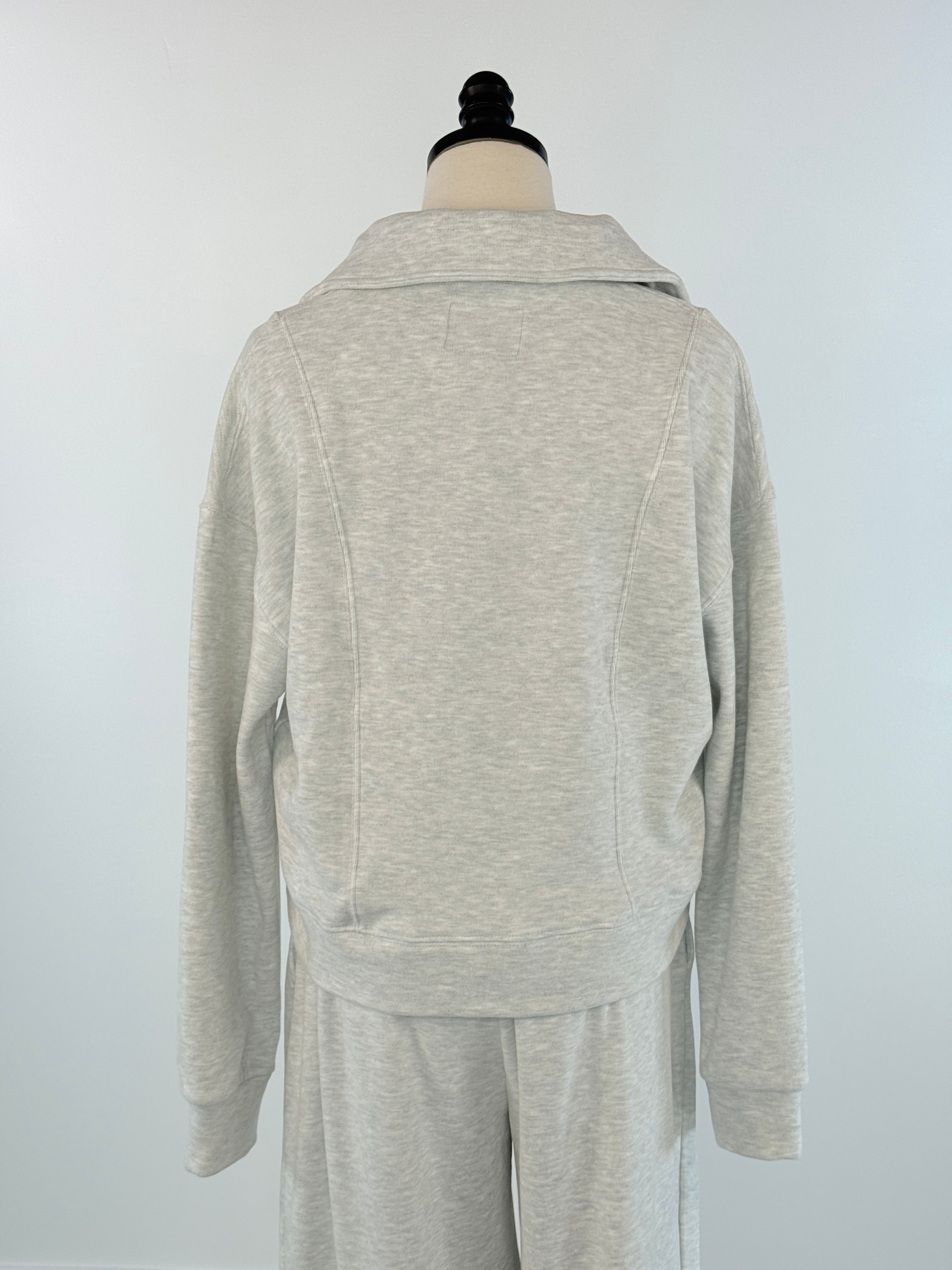 Flag and Anthem Super Soft Plush 1/4 Zip Sweatshirt in Light Grey-142 Sweatshirts & Hoodies-Little Bird Boutique