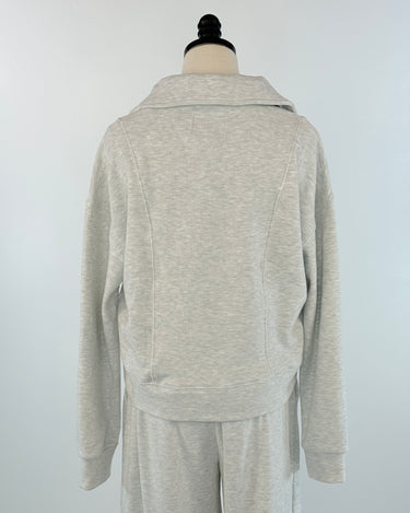 Flag and Anthem Super Soft Plush 1/4 Zip Sweatshirt in Light Grey-142 Sweatshirts & Hoodies-Little Bird Boutique