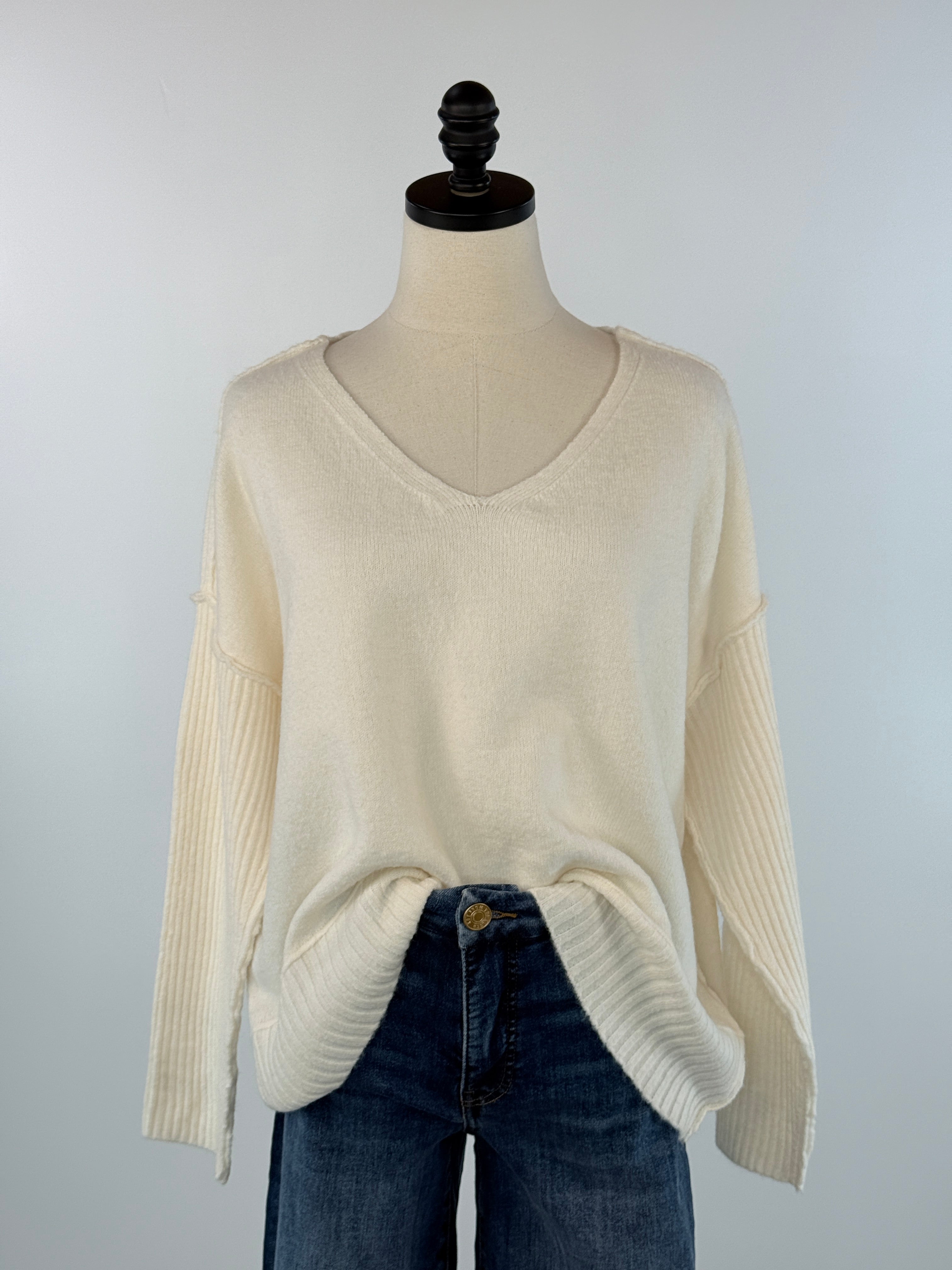 Dear John Clarette Sweater in Cream-131 - Sweaters F/W (June - Nov)-Little Bird Boutique