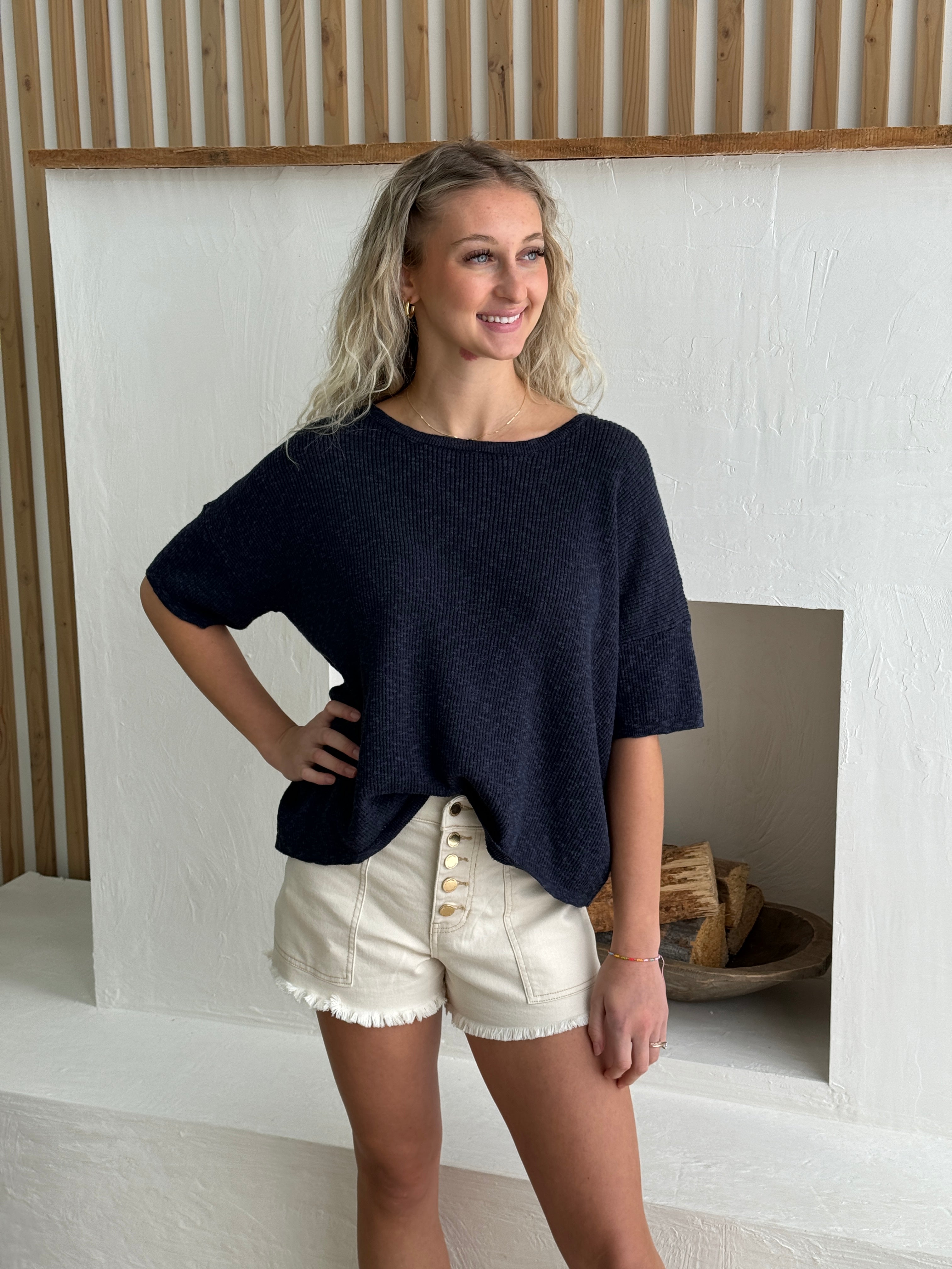 By Together Lexi Sweater in Navy-132 - Sweaters S/S (Jan - June)-Little Bird Boutique