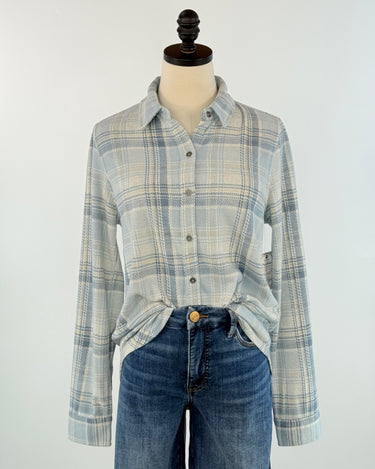 Flag and Anthem Beatrice Flannel Top in Blue and Tan-111 - Woven Top F/W (June- Nov)-Little Bird Boutique