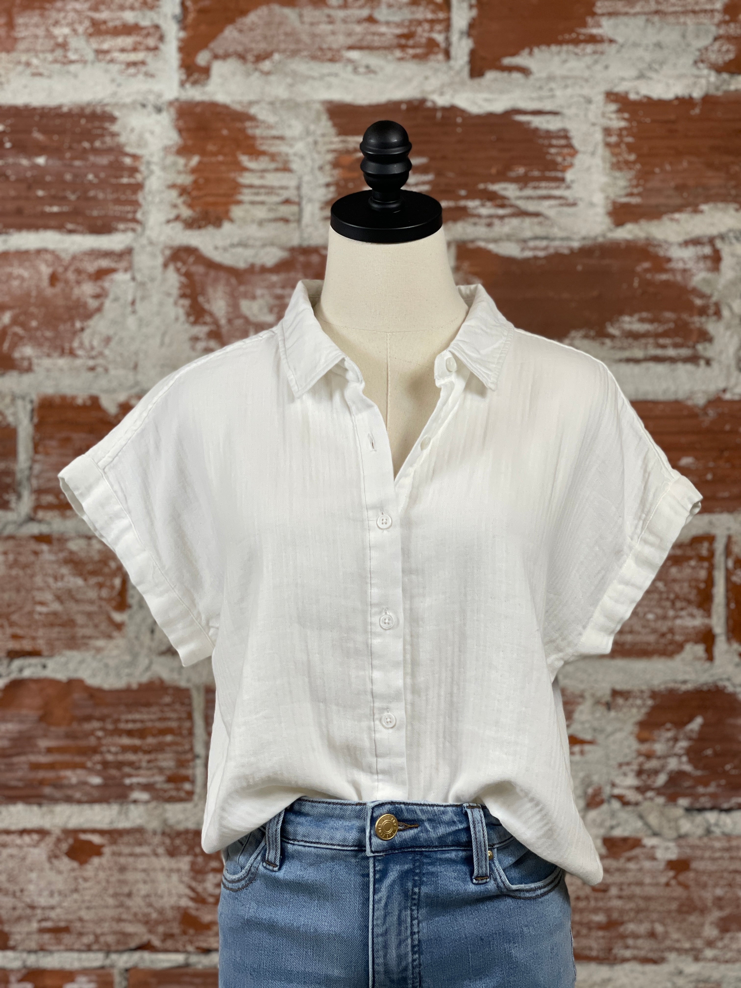 Thread & Supply Laira Shirt in White-112 - Woven Top S/S (Jan - June)-Little Bird Boutique