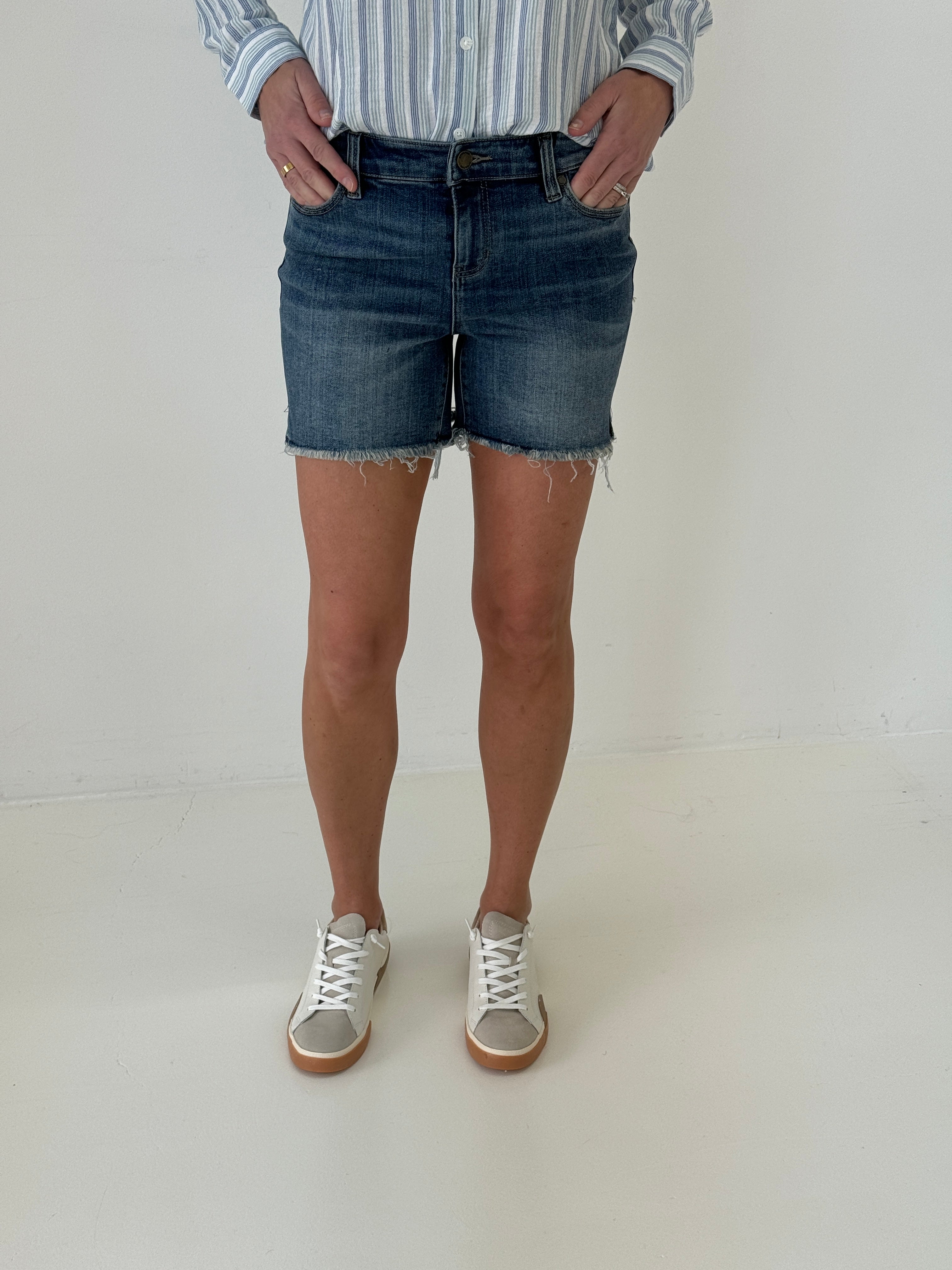 Liverpool Vickie Fray Hem Short in Harpswell Wash-232 Shorts-Little Bird Boutique