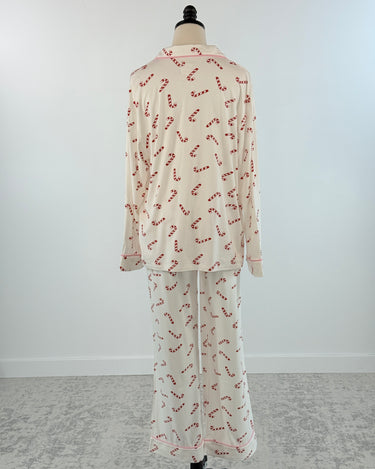 Candy Cane Lane Long Sleeve Button Up Pajama Set-240 Loungewear/Intimates-Little Bird Boutique