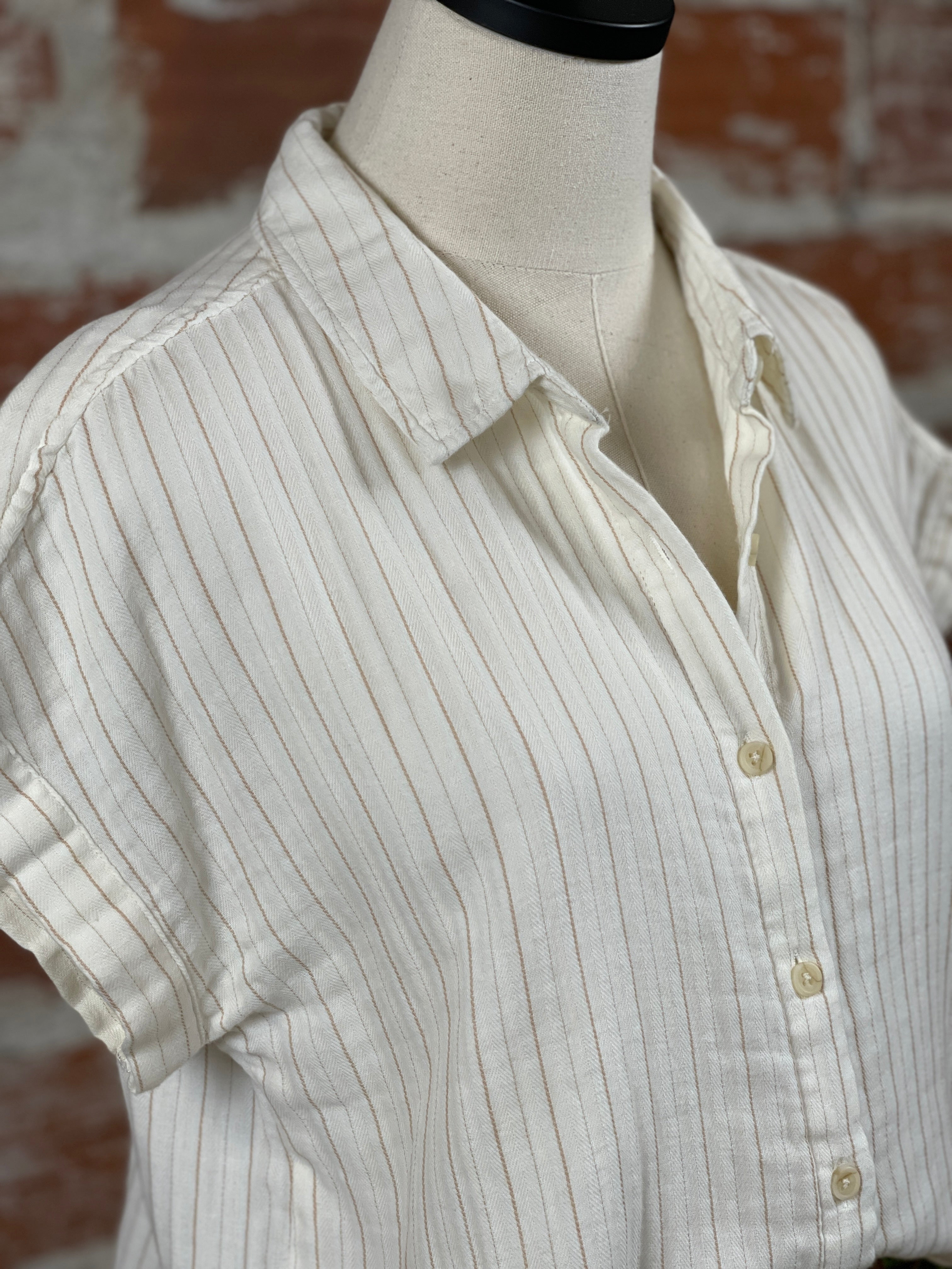 Thread & Supply Laira Shirt in Camel Stripe-112 - Woven Top S/S (Jan - June)-Little Bird Boutique