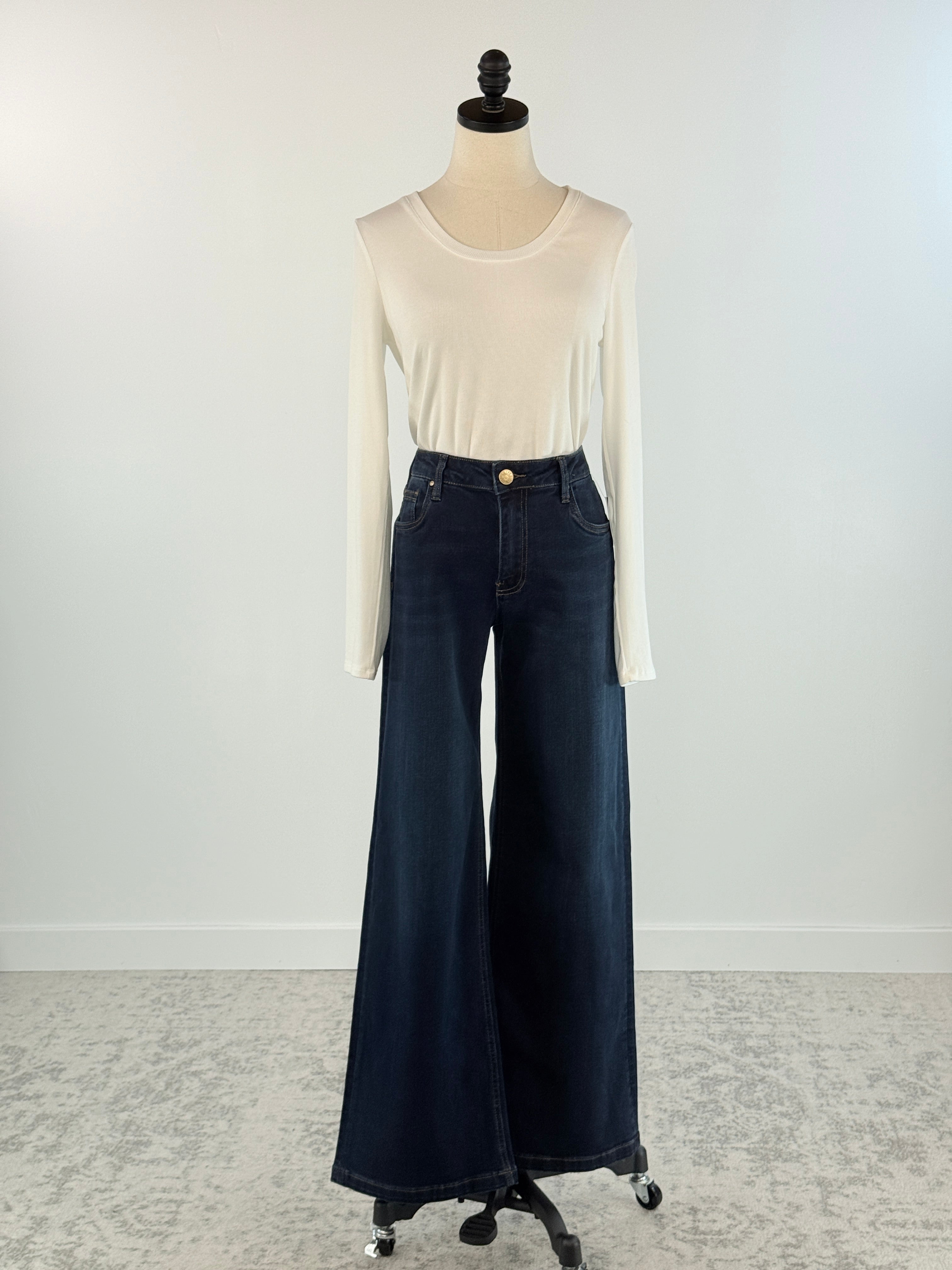 Kut from the Kloth Jean High Rise Wide Leg Jeans in Attributable-210 Denim-Little Bird Boutique