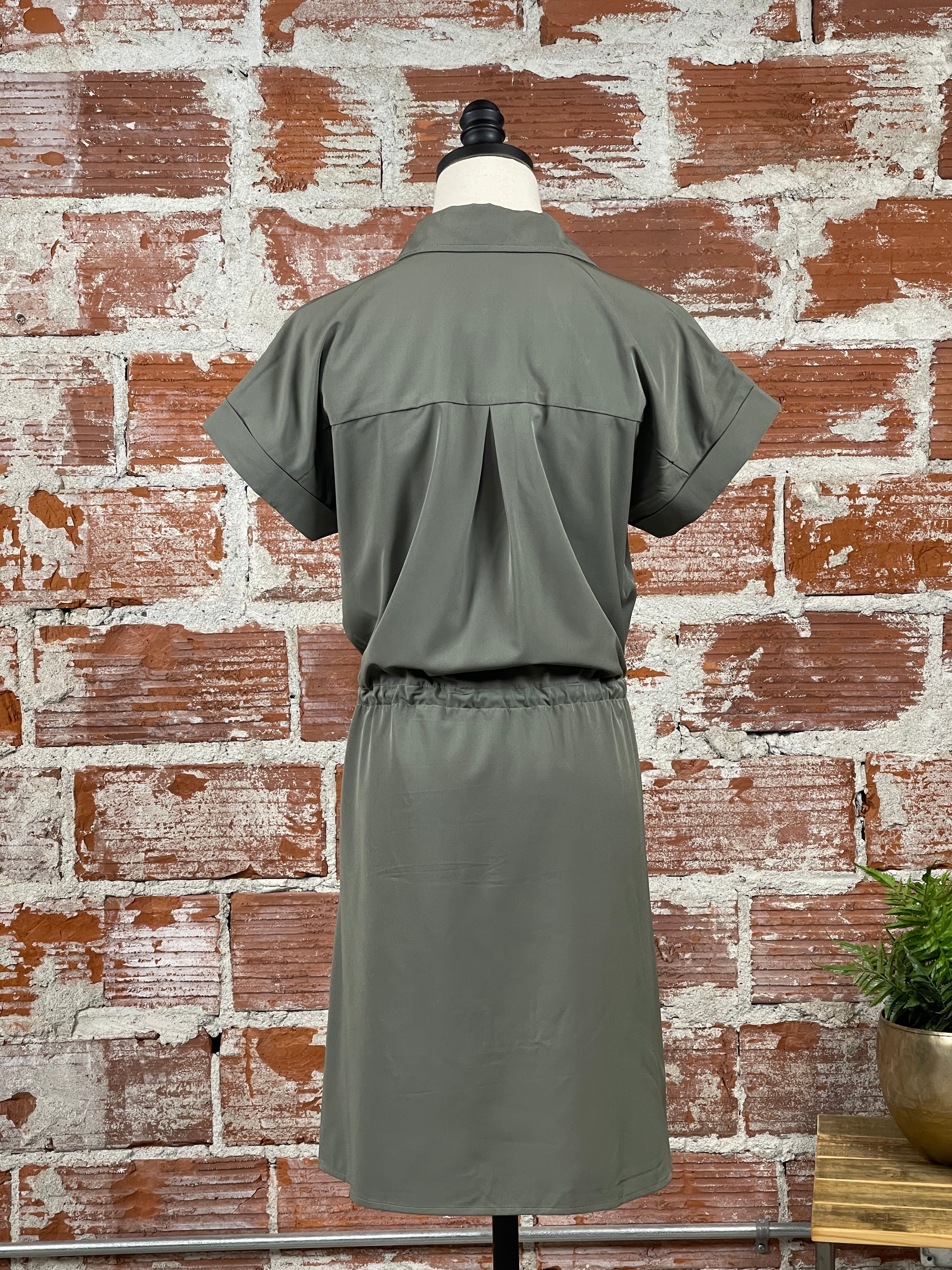 Thread & Supply Billy Dress in Pewter Green-151 Dresses - Short-Little Bird Boutique