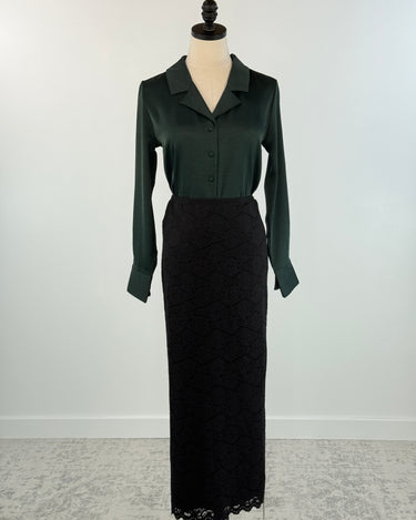 Z Supply Via Lace Midi Skirt in Black-231 Skirts-Little Bird Boutique