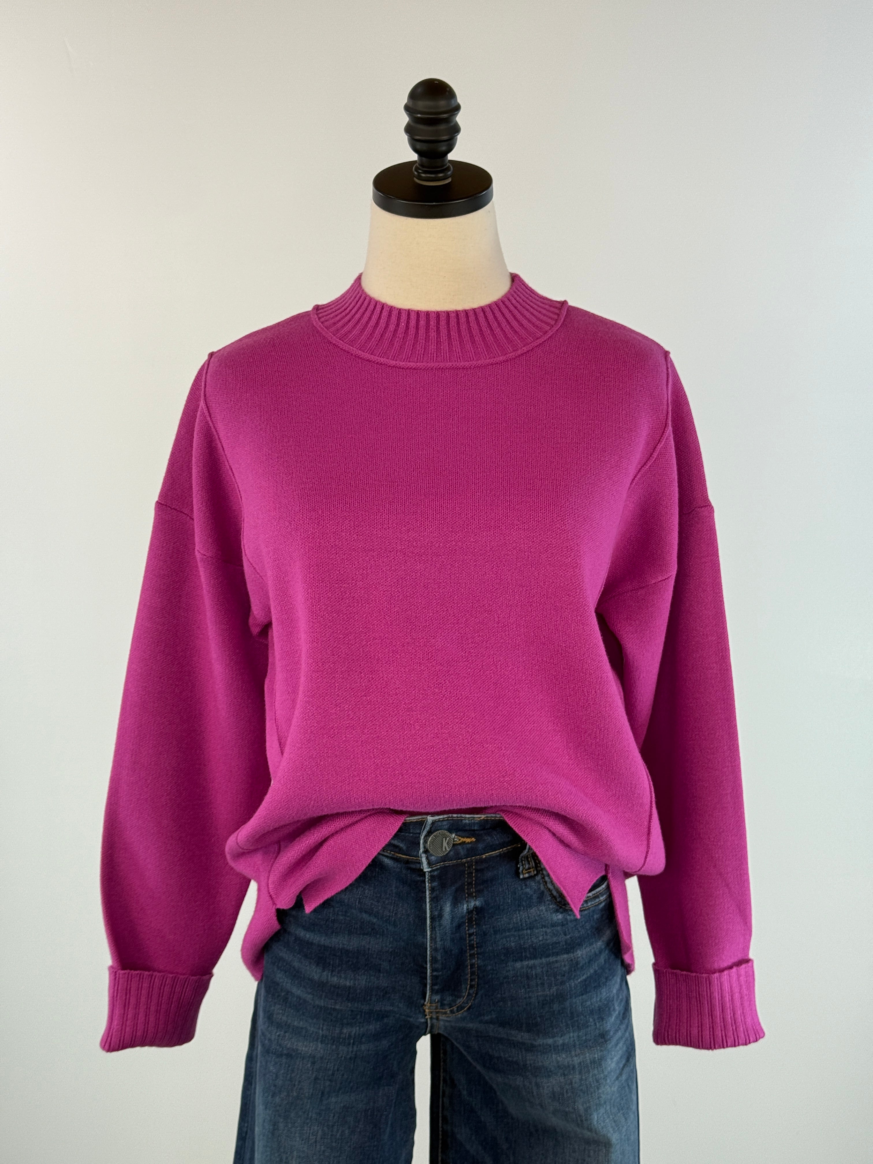 Pink Pop Perfect Knit Sweater-131 - Sweaters F/W (June - Nov)-Little Bird Boutique