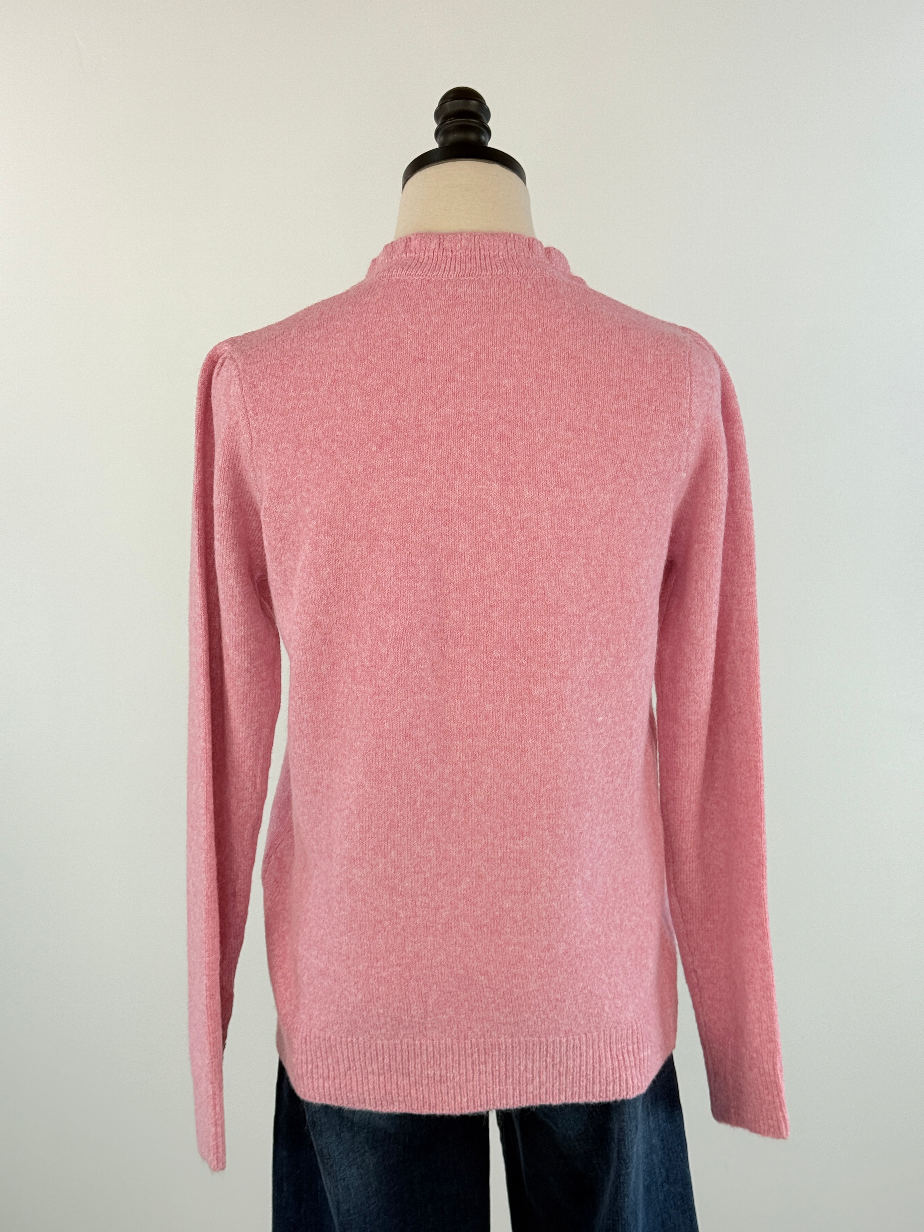 Sweetheart Henley Sweater in Pink-131 - Sweaters F/W (June - Nov)-Little Bird Boutique