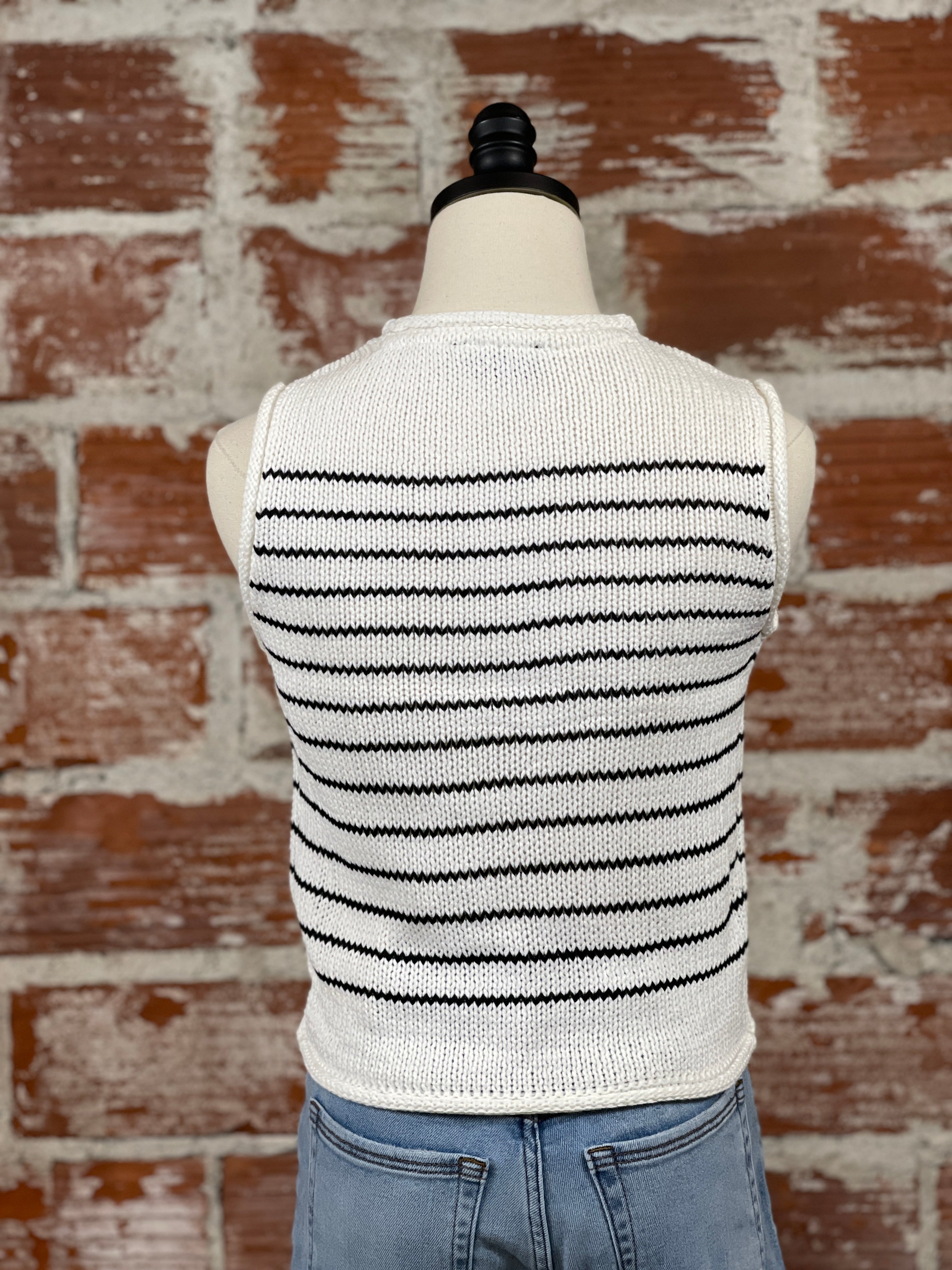 Kerensa Sweater Tank in Black and White-132 - Sweaters S/S (Jan - June)-Little Bird Boutique