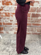 Kut from the Kloth Meg High Rise Fab Ab Corduroy Pants in Dark Plum-220 Pants-Little Bird Boutique