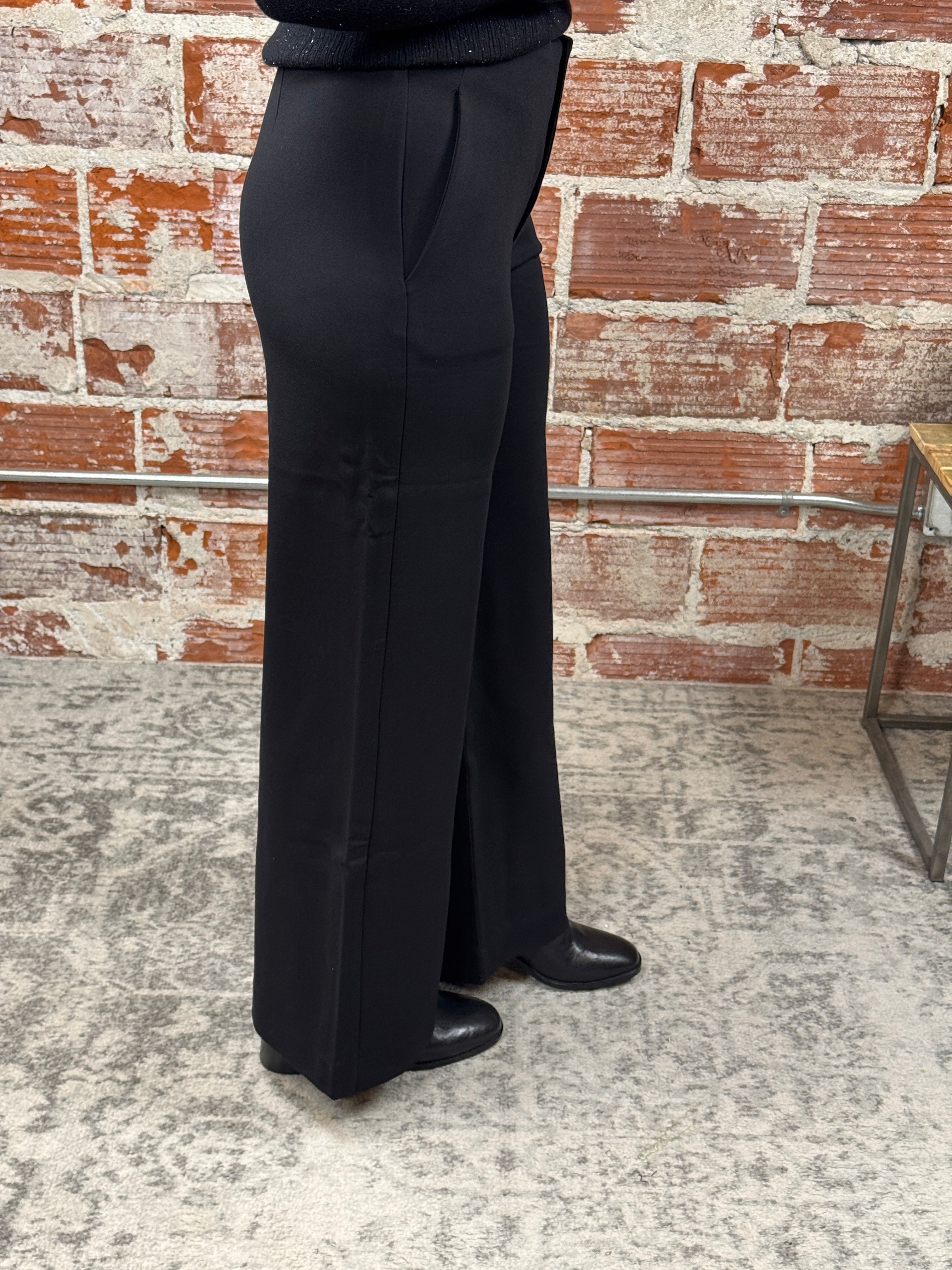 Kut from the Kloth Meg High Rise Wide Leg Trouser in Black-210 Denim-Little Bird Boutique