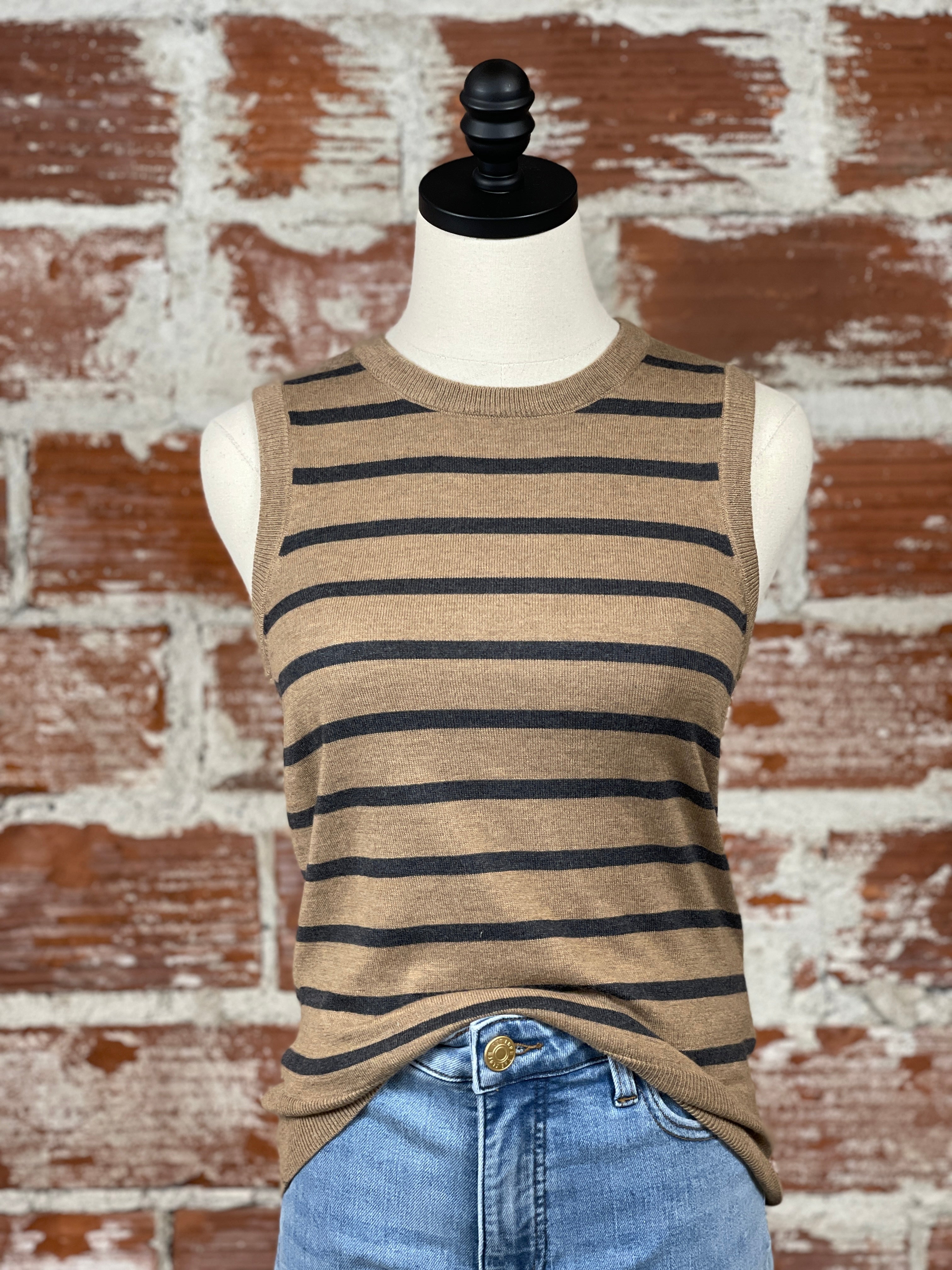 Thread and Supply Elsa Sweater Tank in Tan and Black-132 - Sweaters S/S (Dec - May)-Little Bird Boutique