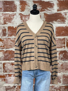 Thread and Supply Elsa Cardigan in Tan and Black-132 - Sweaters S/S (Dec - May)-Little Bird Boutique