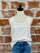 Apricot Satin Slub Tank Top in White Cream-122 - Jersey Tops S/S (Jan - June)-Little Bird Boutique