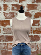 Kali Tank in Mocha-122 - Jersey Tops S/S (Dec - May)-Little Bird Boutique