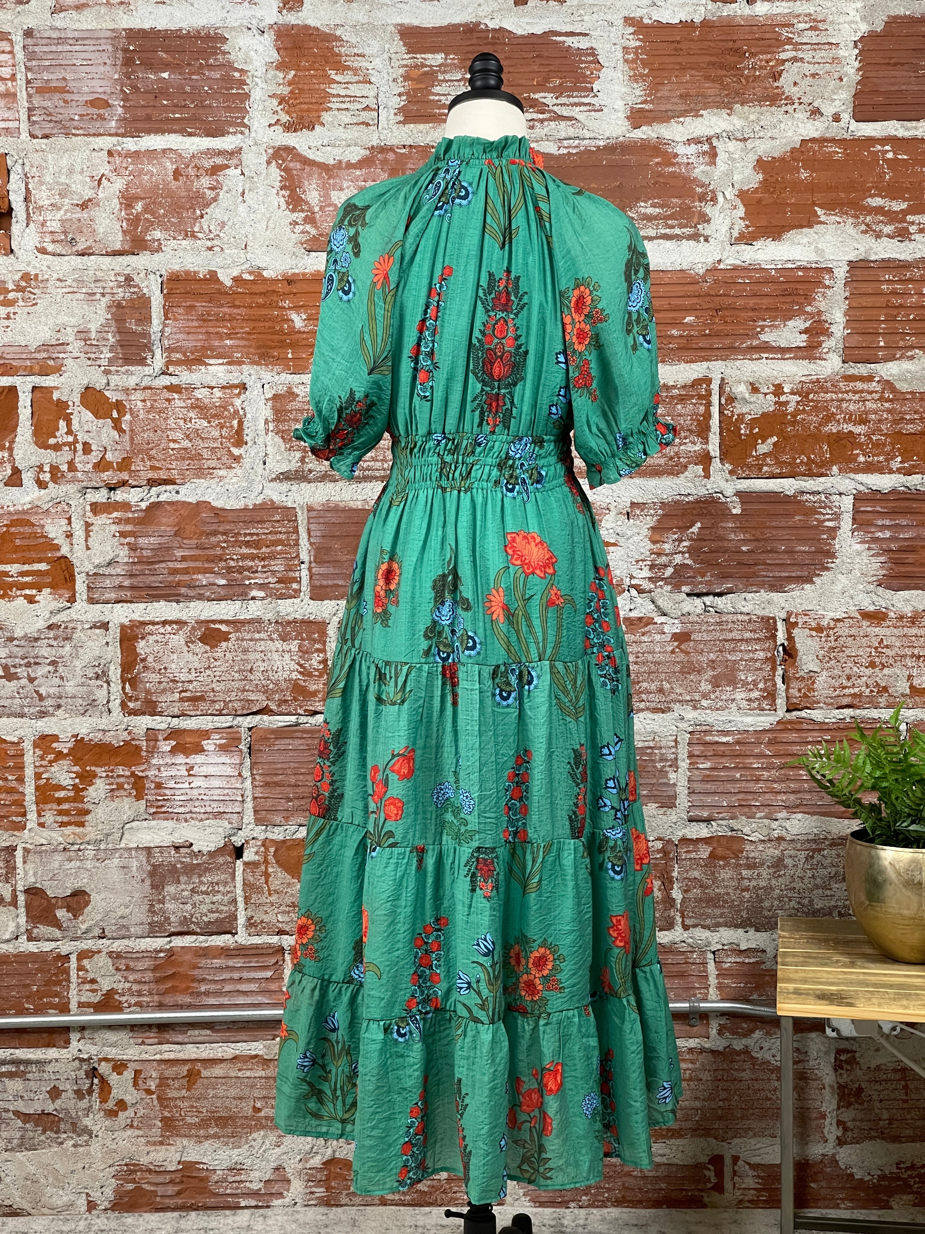 Monet Dress in Emerald Green-152 Dresses - Long-Little Bird Boutique
