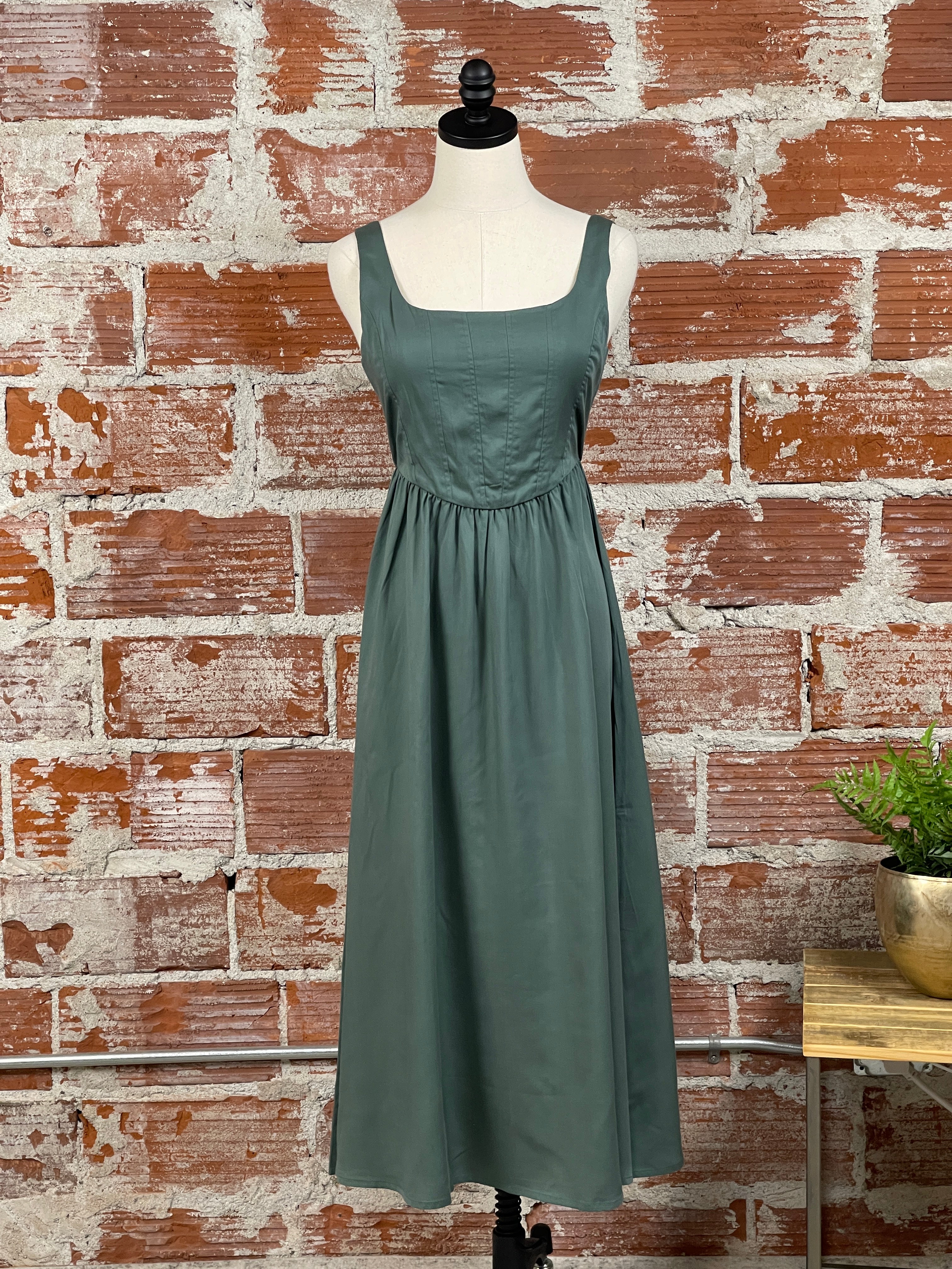 Pisa Dress in Botanical Green-152 Dresses - Long-Little Bird Boutique