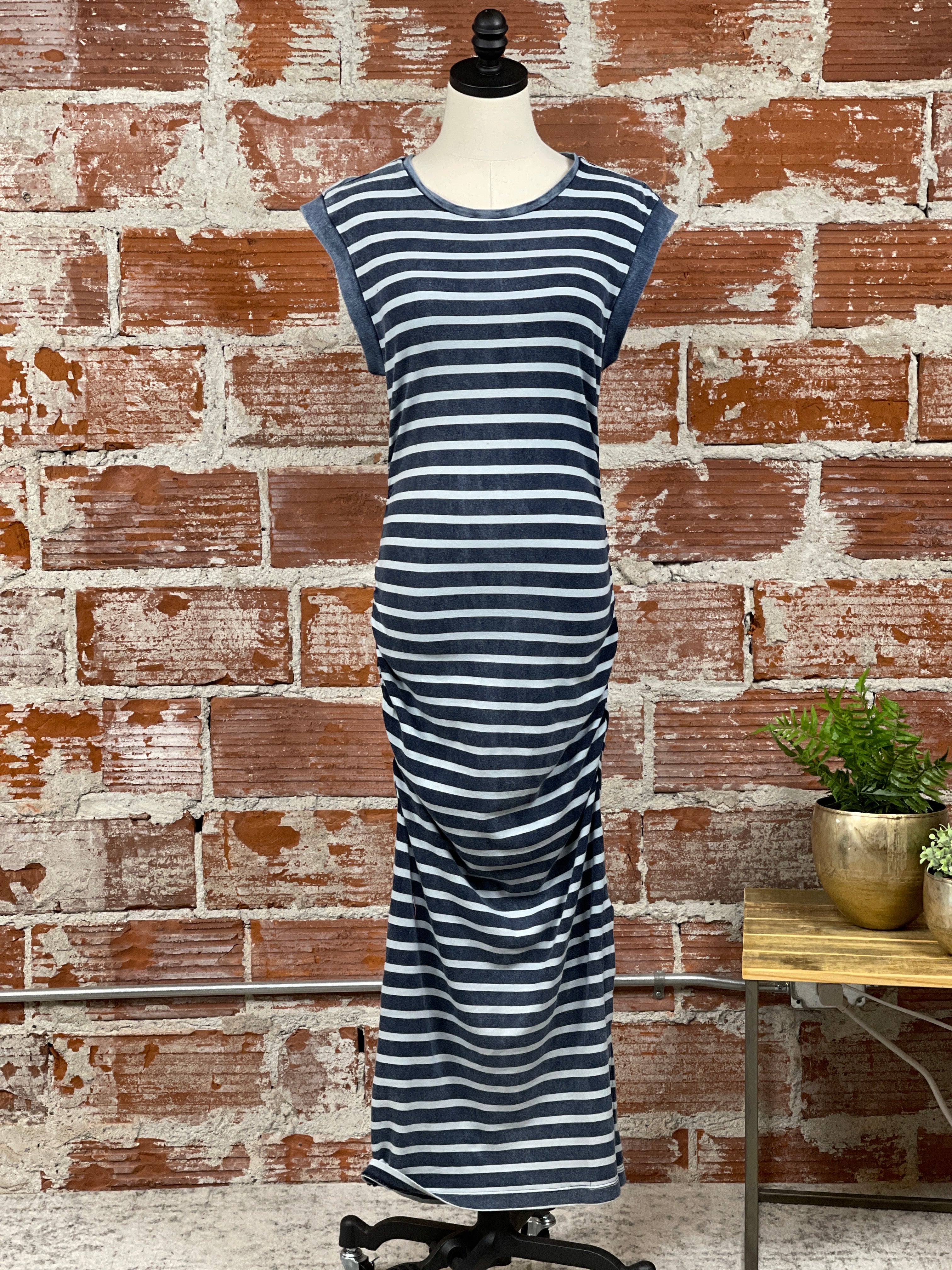 Flag and Anthem Rossie Dress in Navy and White-152 Dresses - Long-Little Bird Boutique