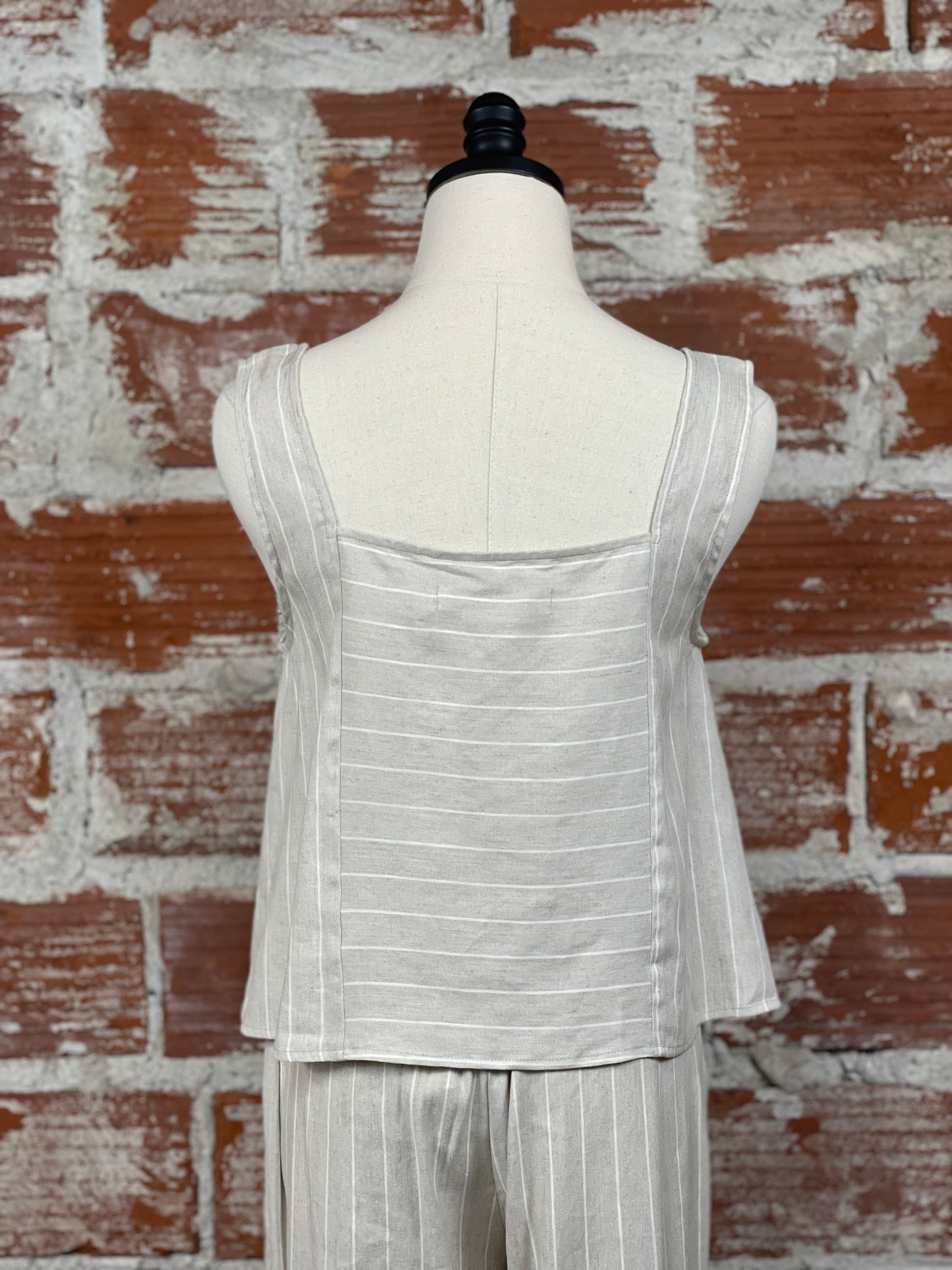Flag and Anthem Ava Top in Grey and White-112 - Woven Top S/S (Jan - June)-Little Bird Boutique