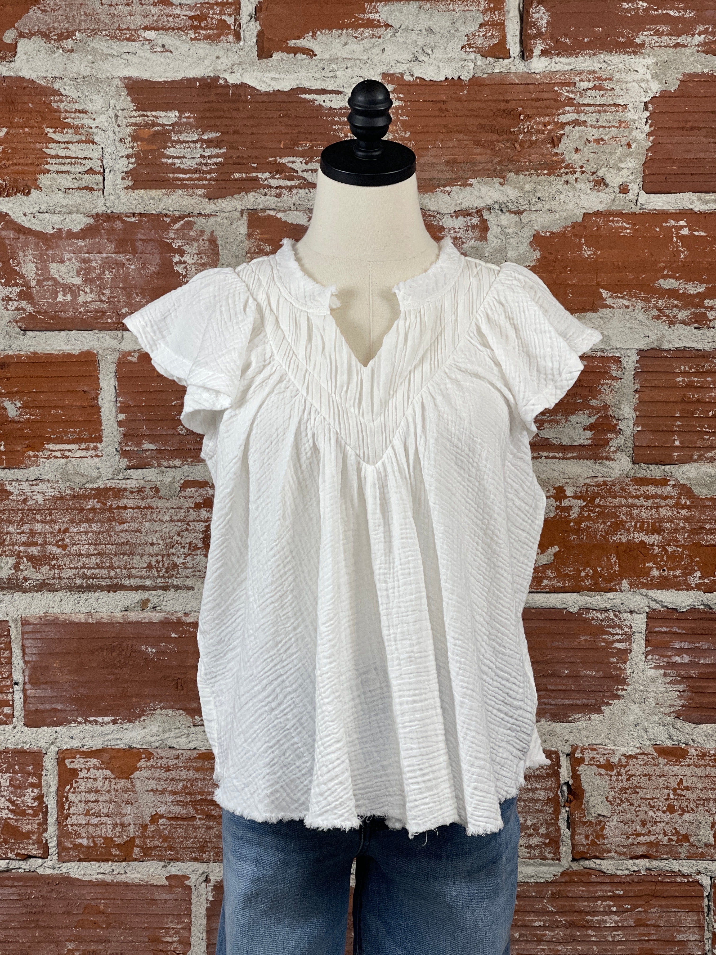 Another Love Aster Billow Top in White Gauze-112 - Woven Top S/S (Dec - May)-Little Bird Boutique