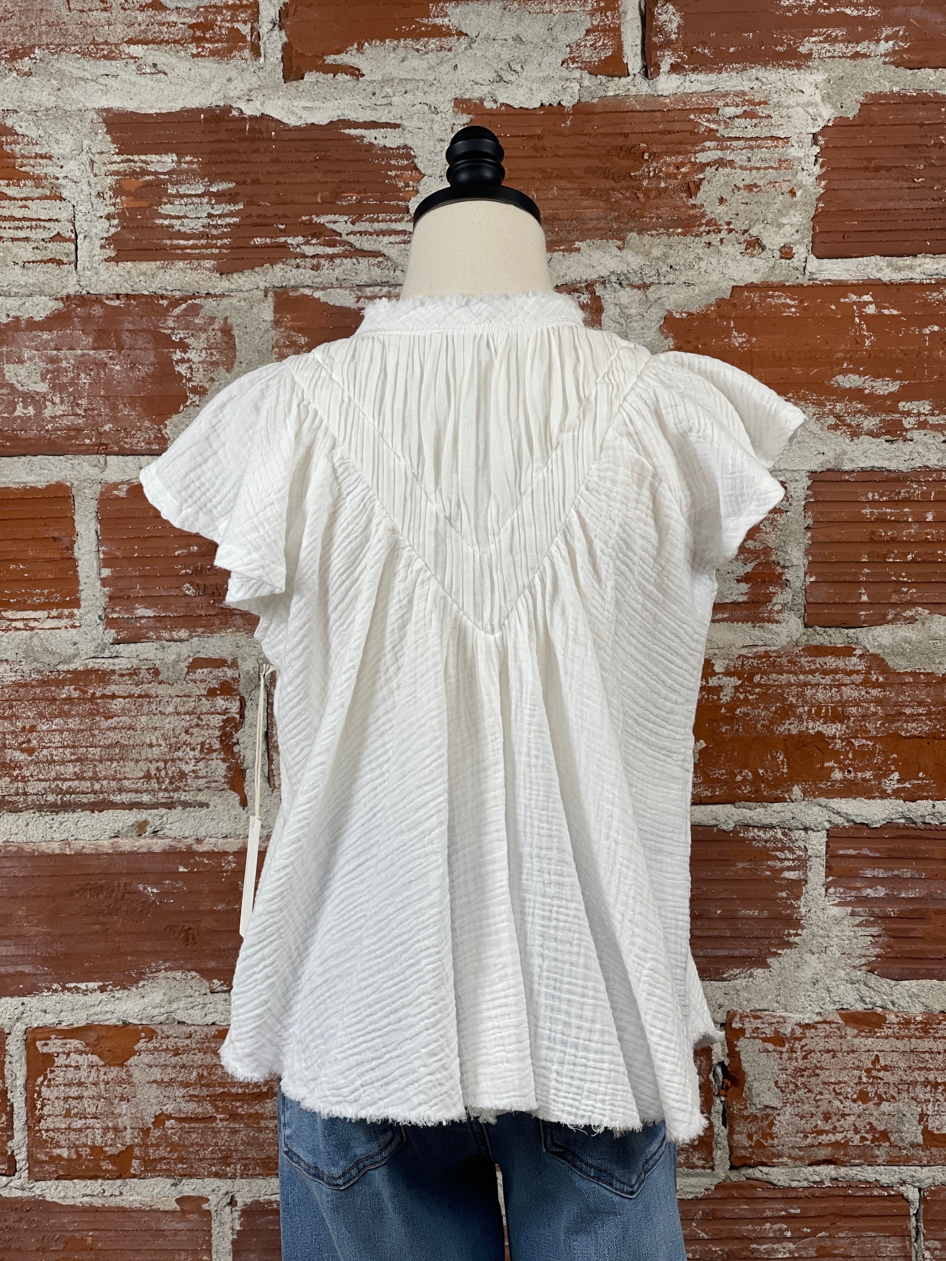 Another Love Aster Billow Top in White Gauze-112 - Woven Top S/S (Dec - May)-Little Bird Boutique