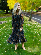 Ashley Dress in Navy Floral-152 Dresses - Long-Little Bird Boutique