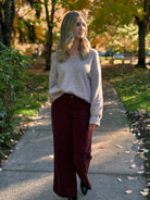 Kut from the Kloth Meg High Rise Fab Ab Corduroy Pants in Dark Plum-220 Pants-Little Bird Boutique