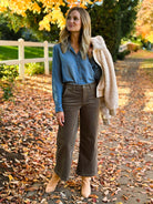 Kut from the Kloth Meg Corduroy Wide Leg Pants in Olive-220 Pants-Little Bird Boutique