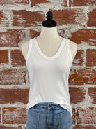 Ribbed Jersey Tank in Ivory-122 - Jersey Tops S/S (Dec - May)-Little Bird Boutique