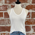Ribbed Jersey Tank in Ivory-122 - Jersey Tops S/S (Dec - May)-Little Bird Boutique