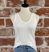 Ribbed Jersey Tank in Ivory-122 - Jersey Tops S/S (Dec - May)-Little Bird Boutique