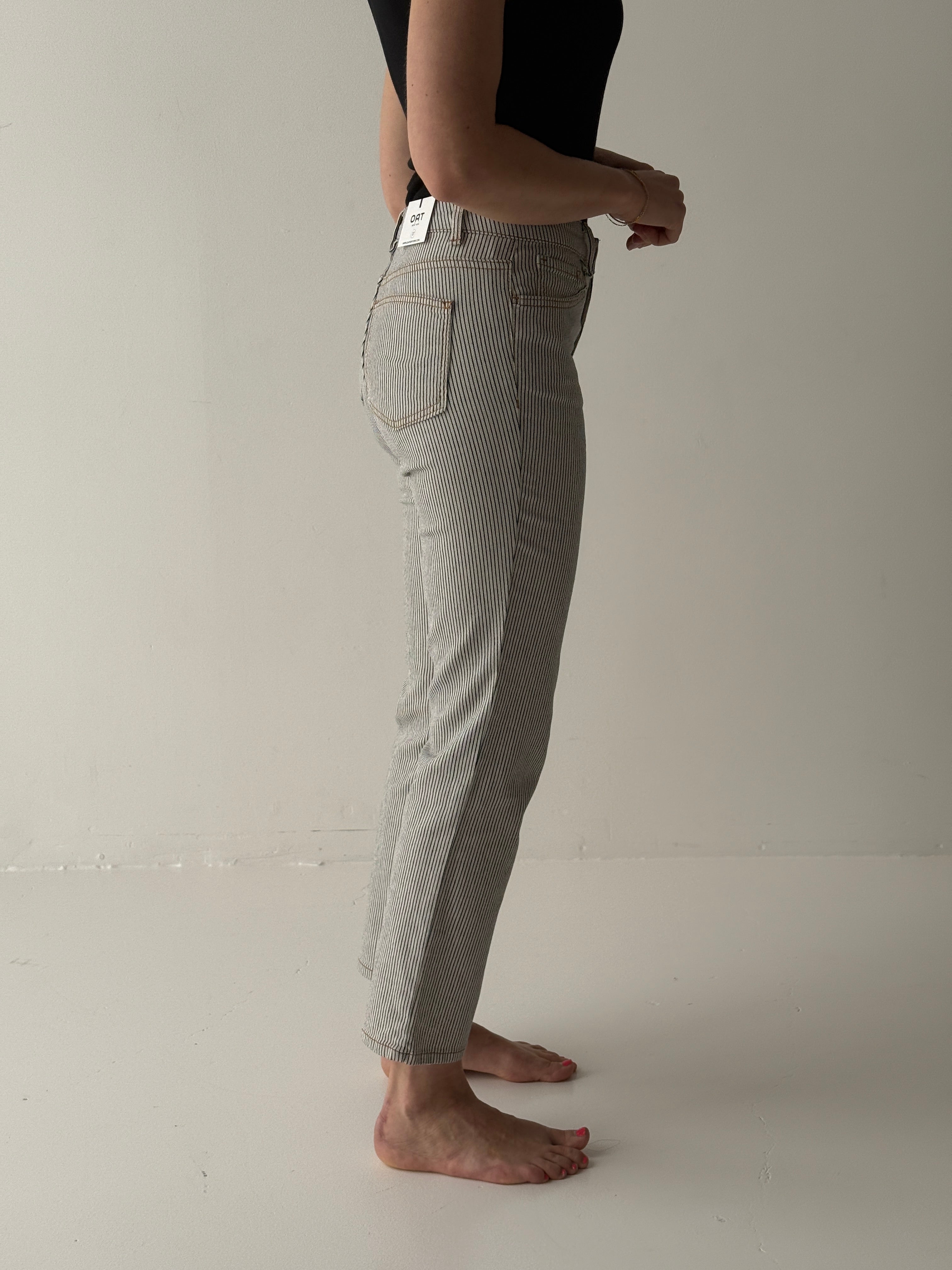 Oat New York Straight Jeans in Navy Pinstripe-210 Denim-Little Bird Boutique
