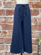 Vacay Quilted Wide Leg Pants in Navy-220 Pants-Little Bird Boutique