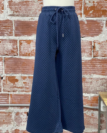 Vacay Quilted Wide Leg Pants in Navy-220 Pants-Little Bird Boutique