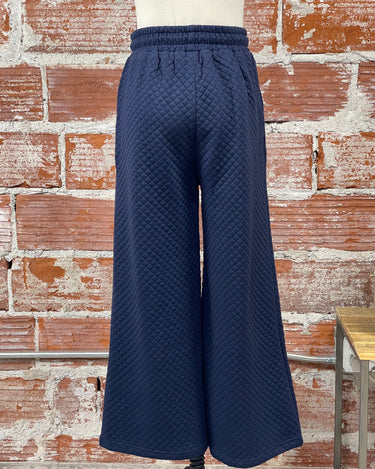 Vacay Quilted Wide Leg Pants in Navy-220 Pants-Little Bird Boutique