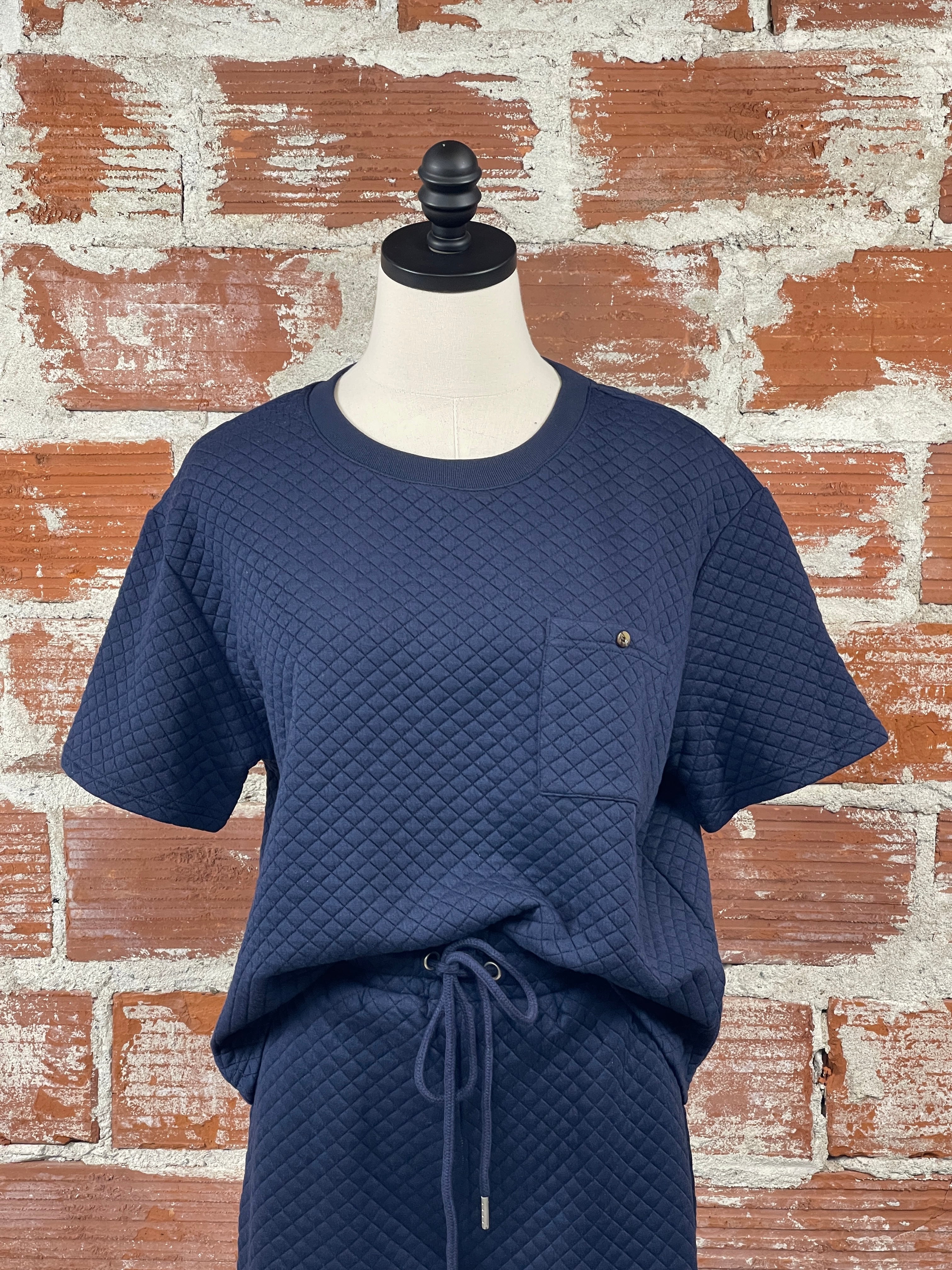 Vacay Quilted Top in Navy-122 - Jersey Tops S/S (Dec - May)-Little Bird Boutique