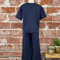 Vacay Quilted Wide Leg Pants in Navy-220 Pants-Little Bird Boutique
