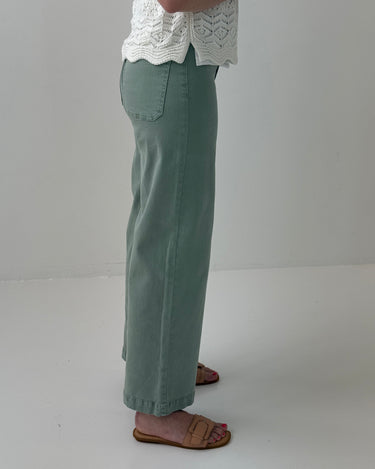 Oat New York Wide Leg Denim in Sage Green-210 Denim-Little Bird Boutique