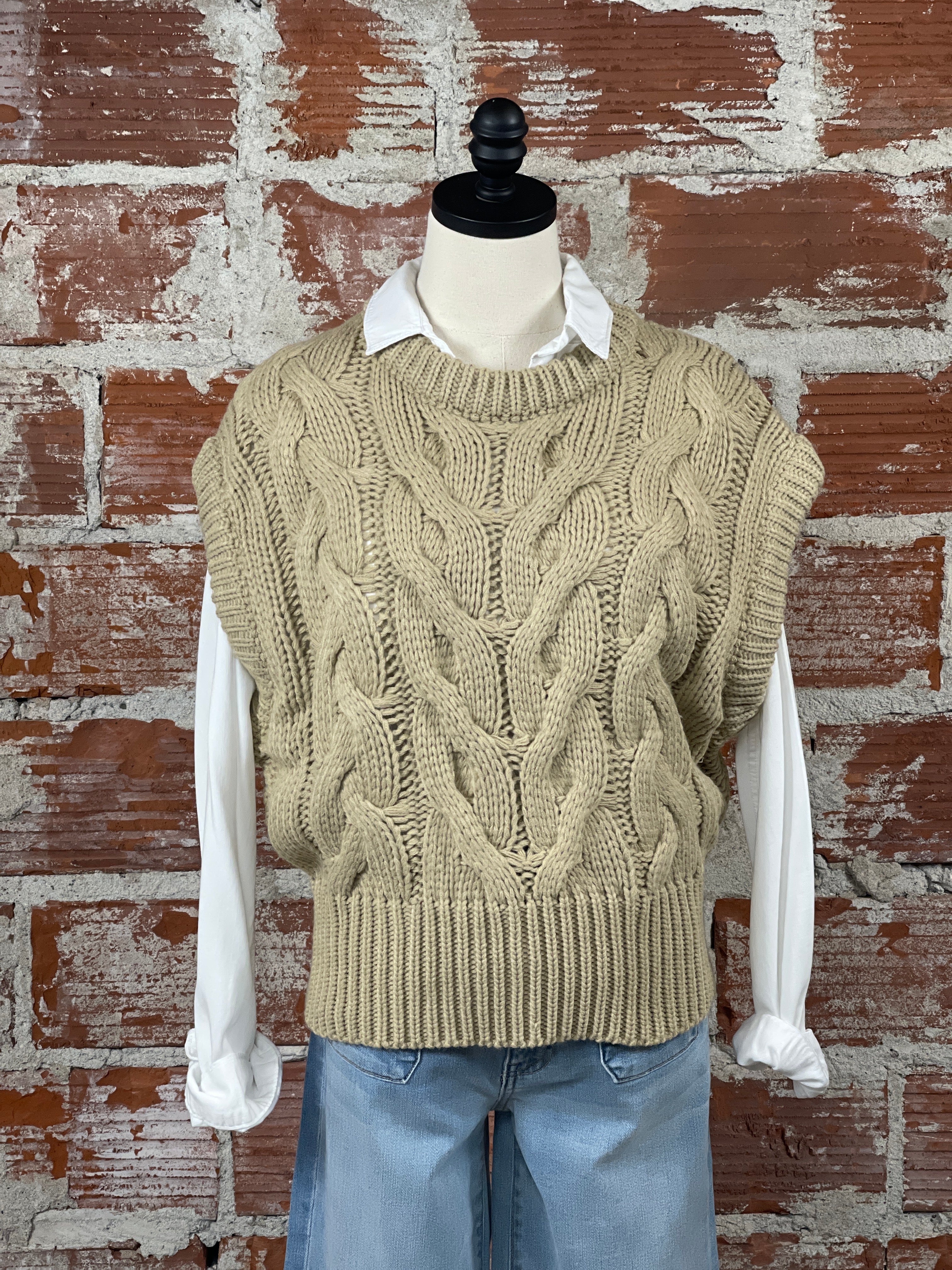 Bijou Sweater Vest in Beige-132 - Sweaters S/S (Dec - May)-Little Bird Boutique