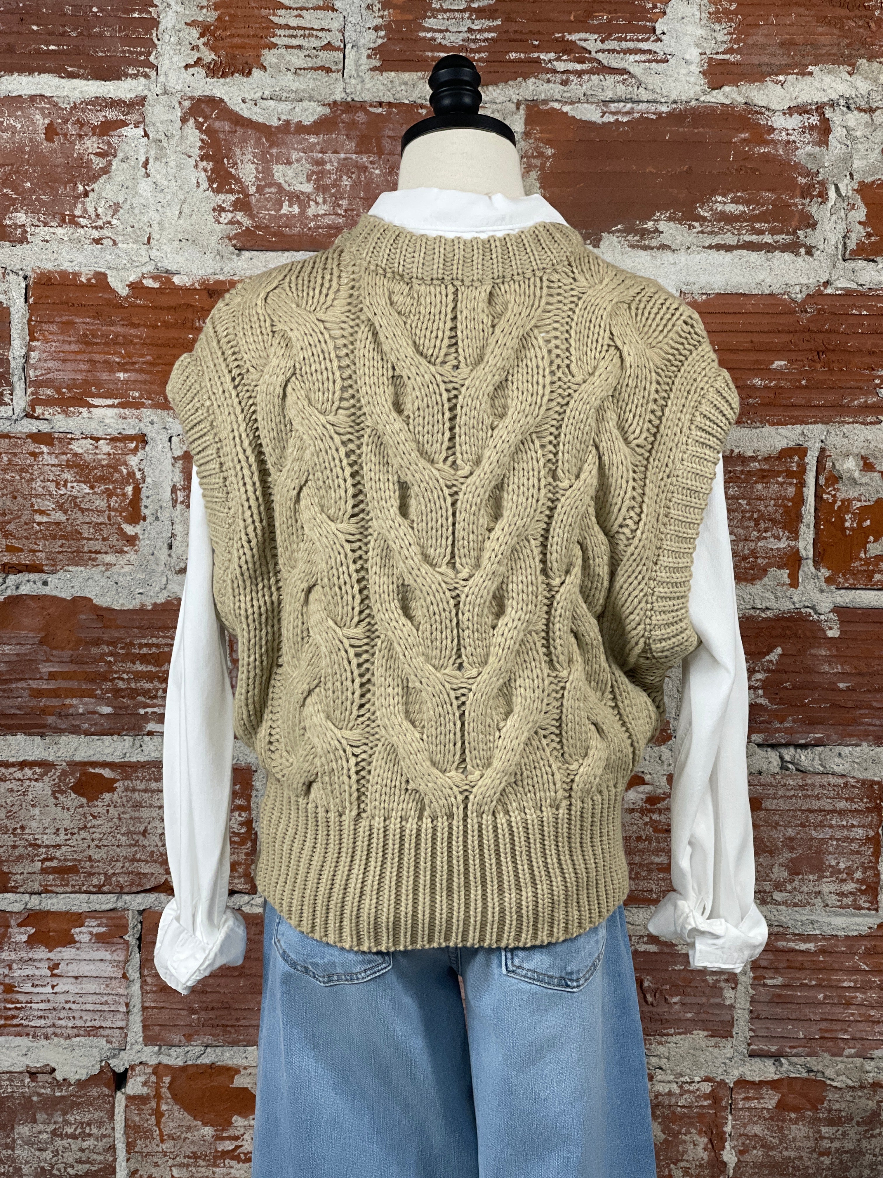 Bijou Sweater Vest in Beige-132 - Sweaters S/S (Dec - May)-Little Bird Boutique