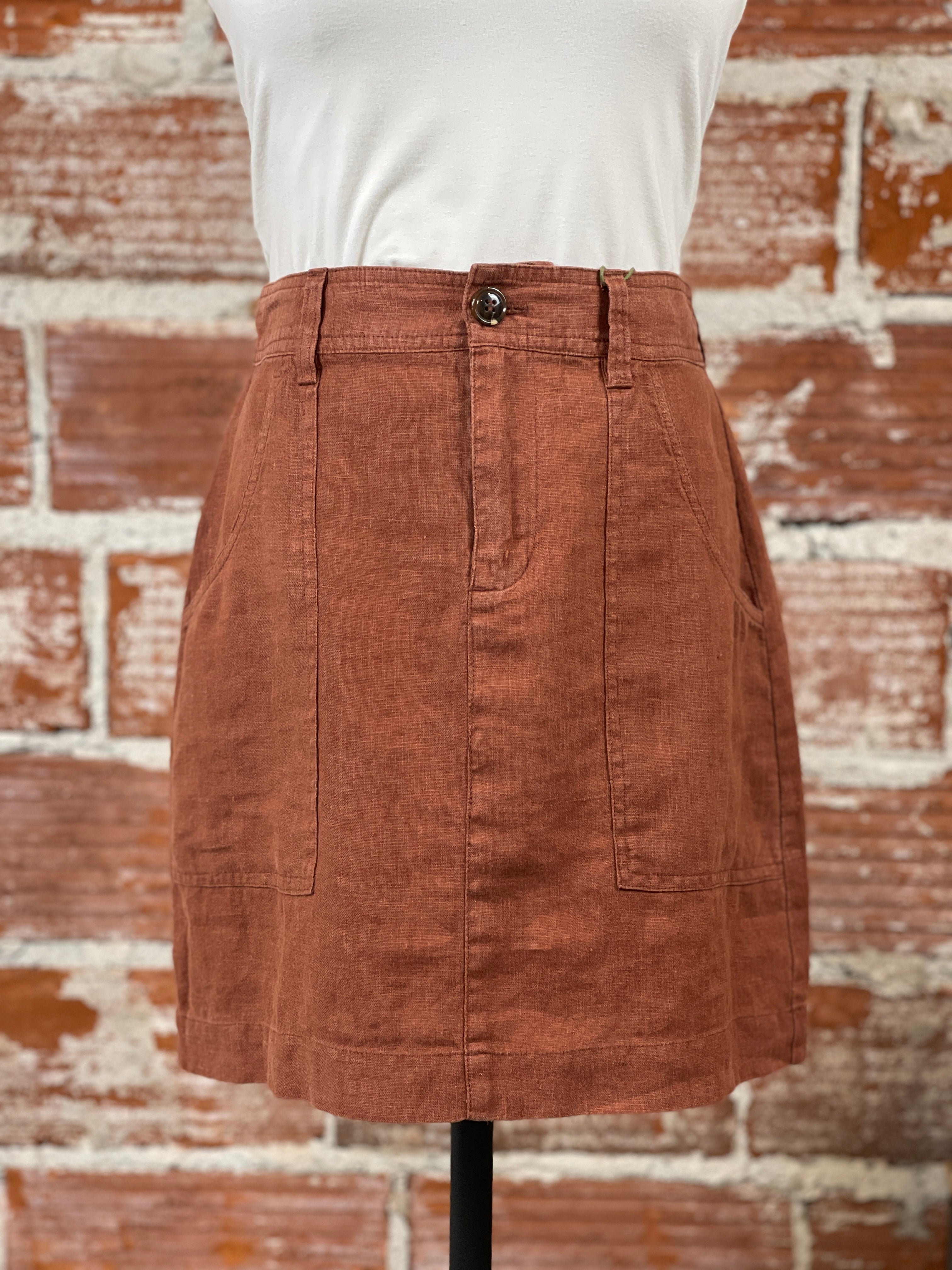 Sanctuary Surplus Linen Skirt in Rich Clay-231 Skirts-Little Bird Boutique