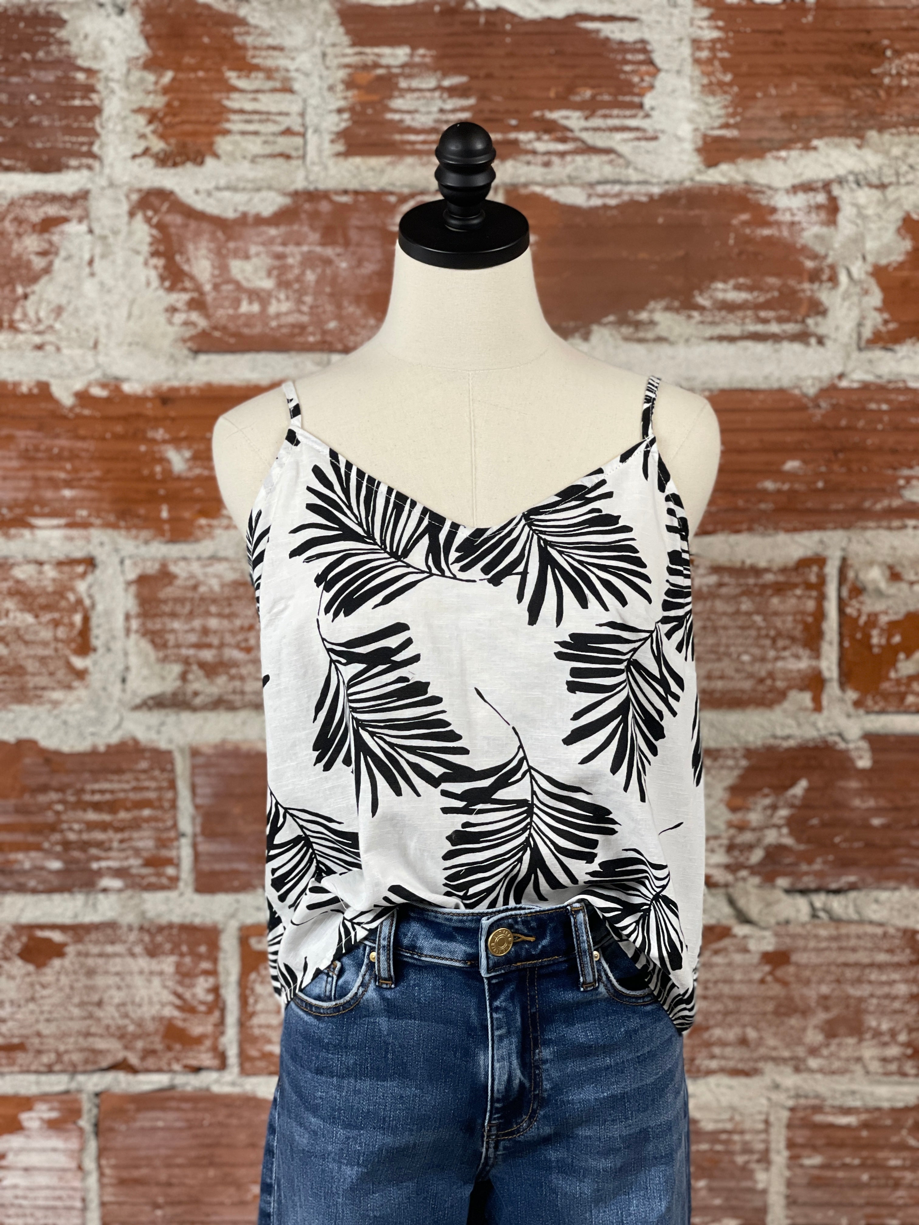 Jak & Rae Victory Top in Black Palm-112 - Woven Top S/S (Dec - May)-Little Bird Boutique