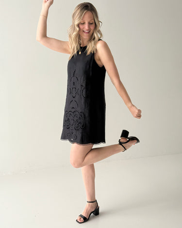 Sanctuary Embroidered Blooms Dress in Black-151 Dresses - Short-Little Bird Boutique