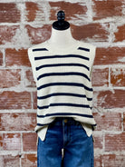 Matty M Amelia Sweater Vest in Ivory and Midnight-132 - Sweaters S/S (Dec - May)-Little Bird Boutique