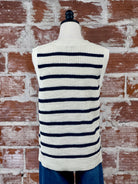 Matty M Amelia Sweater Vest in Ivory and Midnight-132 - Sweaters S/S (Dec - May)-Little Bird Boutique