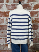 Brooklyn Sweater in Ivory and Navy Stripe-131 - Sweaters F/W (June - Nov)-Little Bird Boutique