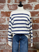 Brooklyn Sweater in Ivory and Navy Stripe-131 - Sweaters F/W (June - Nov)-Little Bird Boutique